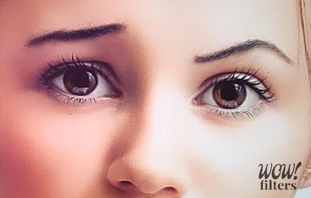 Eyebrows closeup after Instagram distortion camera effect
