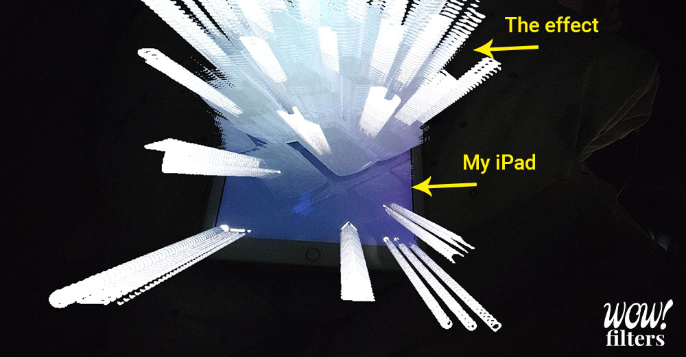 3D light extruding out from the iPad into the real world space using Augmented Reality